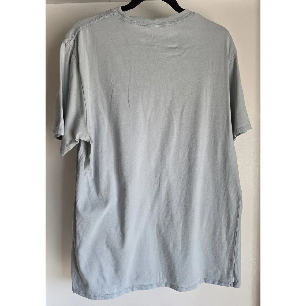Karl Lagerfeld T-Shirt Size L Light Blue Graphic Crew Neck Cotton Tee